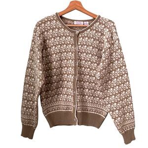 Vintage Cheryl Tiegs Brown Patterned Sweater in Size Small